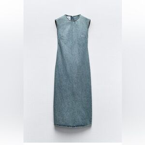 ZARA TRF DENIM MIDI DRESS XL